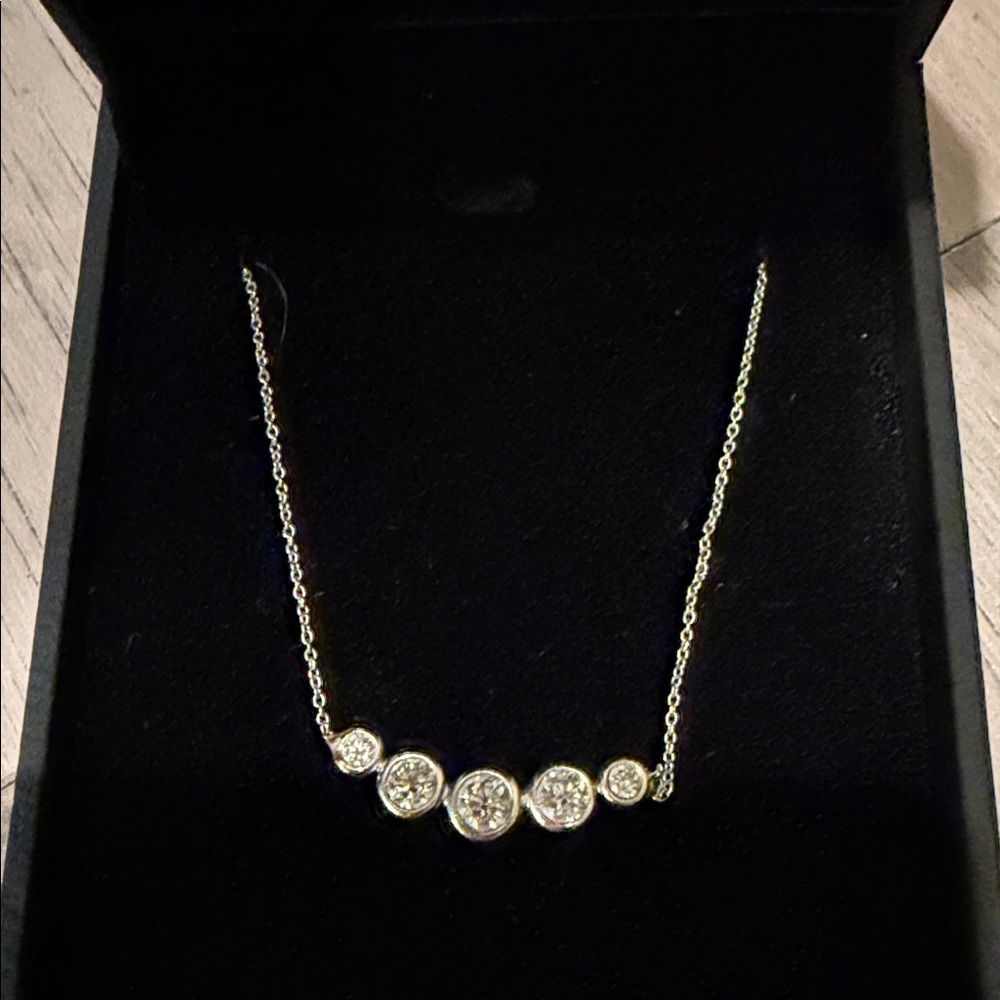 Roberto Coin 18 Kt White Gold Necklace With 5 Diamonds